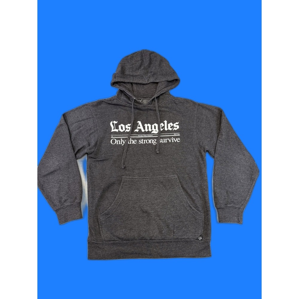 JSLV Los Angeles Graphic Pullover s Hoodie Gray 20.5 in Long Sleeve Hooded